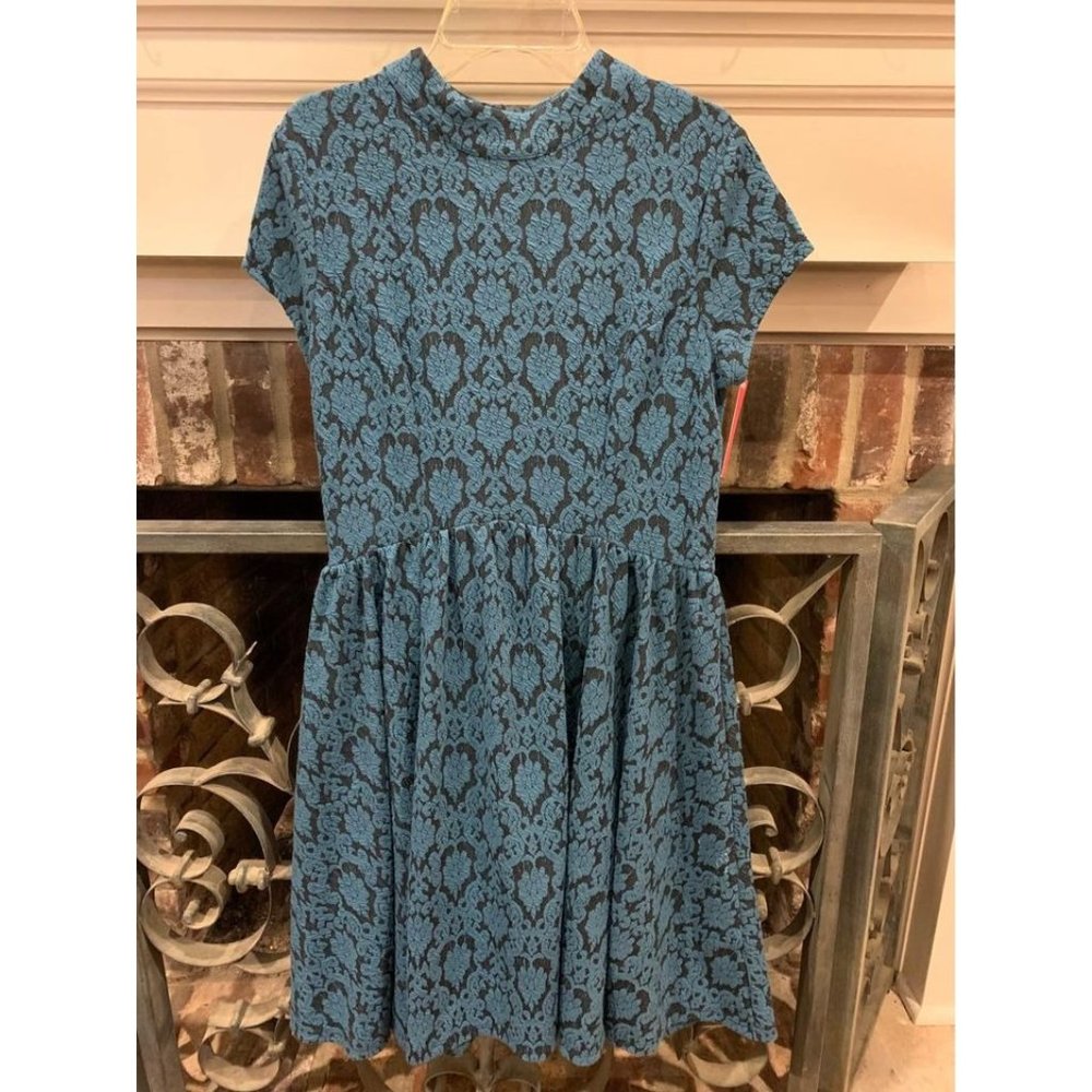 NWT Exhiliration dress, girls size medium, teal floral (bin B)
